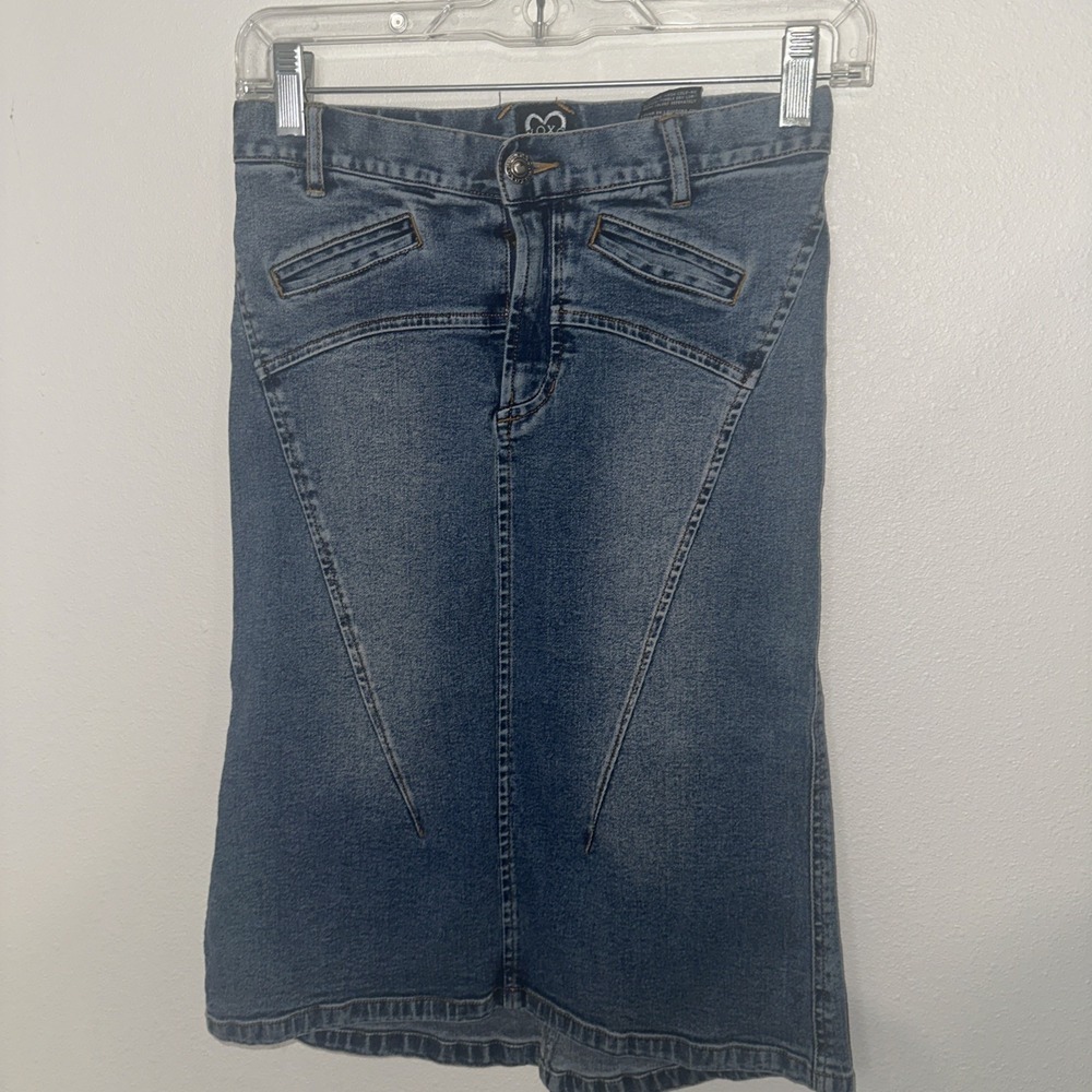 Vtg Y2K Xoxo Denim Skirt Blue Size 0 Stretch - Picture 2 of 12